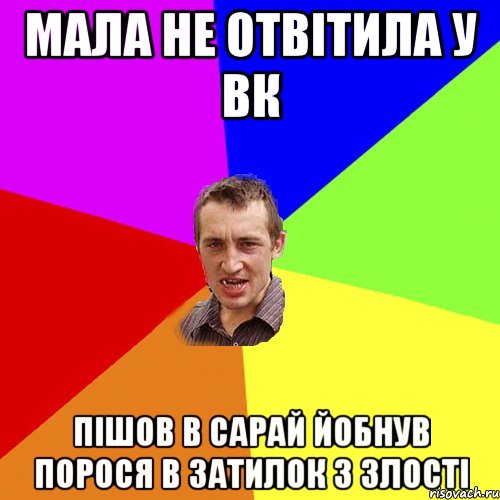 мала не отвітила у вк пішов в сарай йобнув порося в затилок з злості, Мем Чоткий паца