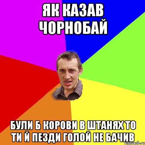 як казав Чорнобай були б корови в штанях то ти й пезди голой не бачив, Мем Чоткий паца