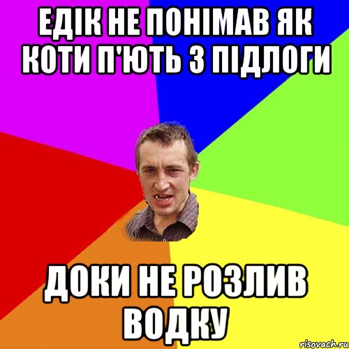 Едік не понімав як коти п'ють з підлоги доки не розлив водку, Мем Чоткий паца