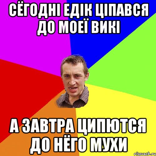 Сёгодні Едік ціпався до моеї викі А завтра ципются до нёго мухи, Мем Чоткий паца