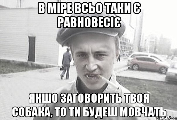 В міре всьо таки є равновесіє якшо заговорить твоя собака, то ти будеш мовчать, Мем Пацанська философия