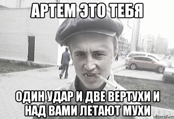 Артем это тебя один удар и две вертухи и над вами летают мухи, Мем Пацанська философия