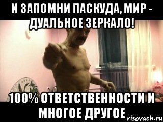 и запомни паскуда, мир - дуальное зеркало! 100% ответственности и многое другое, Мем Паскуда тварь