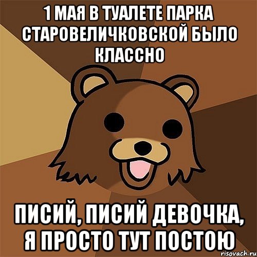 1 МАЯ В ТУАЛЕТЕ ПАРКА СТАРОВЕЛИЧКОВСКОЙ БЫЛО КЛАССНО ПИСИЙ, ПИСИЙ ДЕВОЧКА, Я ПРОСТО ТУТ ПОСТОЮ, Мем Педобир