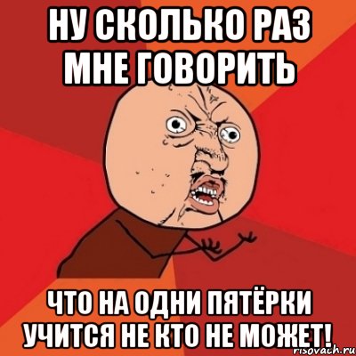 Ну сколько раз мне говорить что на одни пятёрки учится не кто не может!, Мем Почему