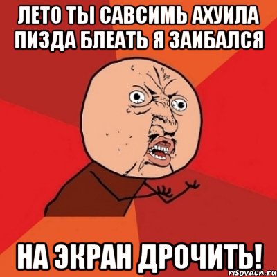 ЛЕТО ТЫ САВСИМЬ АХУИЛА ПИЗДА БЛЕАТЬ Я ЗАИБАЛСЯ НА ЭКРАН ДРОЧИТЬ!, Мем Почему