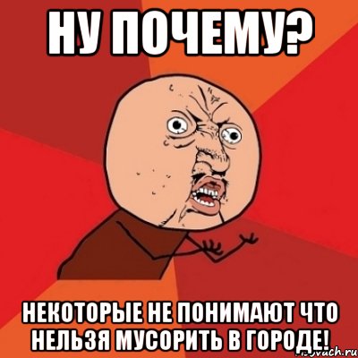 НУ ПОЧЕМУ? НЕКОТОРЫЕ НЕ ПОНИМАЮТ ЧТО НЕЛЬЗЯ МУСОРИТЬ В ГОРОДЕ!, Мем Почему