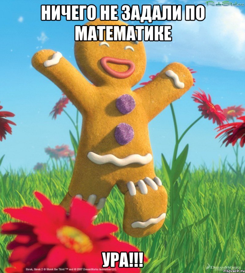 ничего не задали по математике УРА!!!