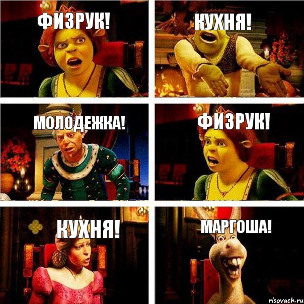 Физрук! Кухня! Молодежка! Физрук! Кухня! МарГоша!, Комикс  Шрек Фиона Гарольд Осел