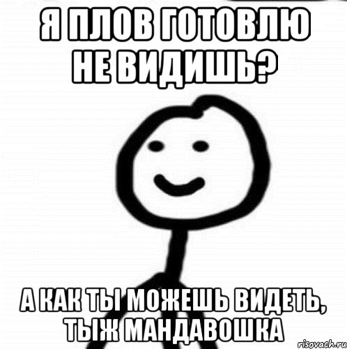 Я плов готовлю не видишь? А как ты можешь видеть, тыж мандавошка, Мем Теребонька (Диб Хлебушек)