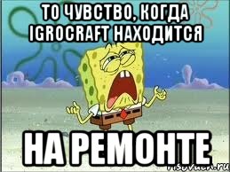 То чувство, когда IGROCRAFT находится на ремонте, Мем Спанч Боб плачет