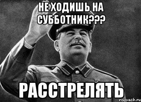 НЕ ХОДИШЬ НА СУББОТНИК??? РАССТРЕЛЯТЬ, Мем сталин расстрелять