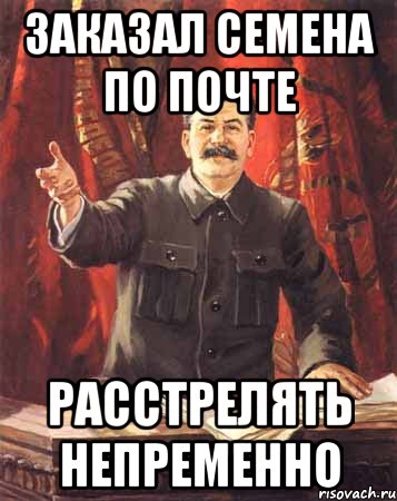 заказал семена по почте расстрелять непременно, Мем  сталин цветной