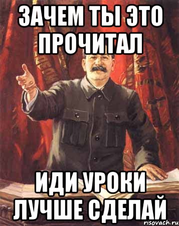 Зачем ты это прочитал Иди уроки лучше сделай, Мем  сталин цветной