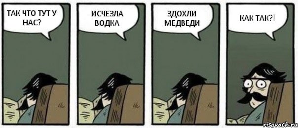 ТАК ЧТО ТУТ У НАС? ИСЧЕЗЛА ВОДКА ЗДОХЛИ МЕДВЕДИ КАК ТАК?!, Комикс Staredad