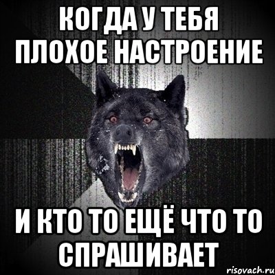 когда у тебя плохое настроение и кто то ещё что то спрашивает, Мем Сумасшедший волк