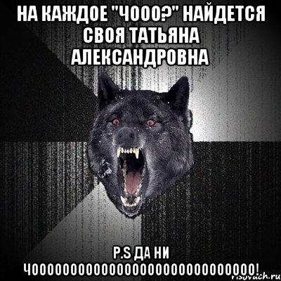 на каждое "ЧООО?" найдется своя Татьяна Александровна P.S ДА НИ ЧООООООООООООООООООООООООООООО!, Мем Сумасшедший волк