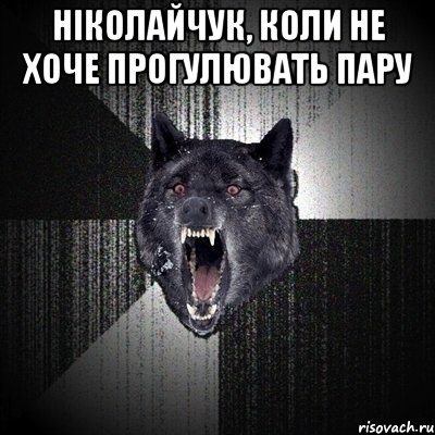 Ніколайчук, коли не хоче прогулювать пару , Мем Сумасшедший волк