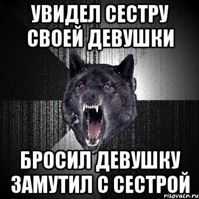 Увидел сестру своей девушки Бросил девушку замутил с сестрой, Мем Сумасшедший волк