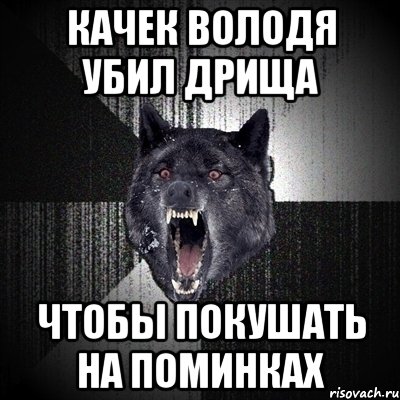 Качек Володя убил дрища чтобы покушать на поминках, Мем Сумасшедший волк