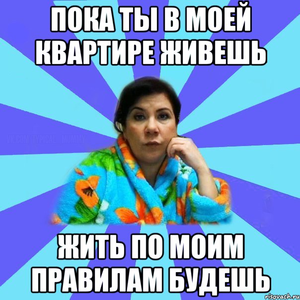 Пока ты в моей квартире живешь Жить по моим правилам будешь, Мем типичная мама