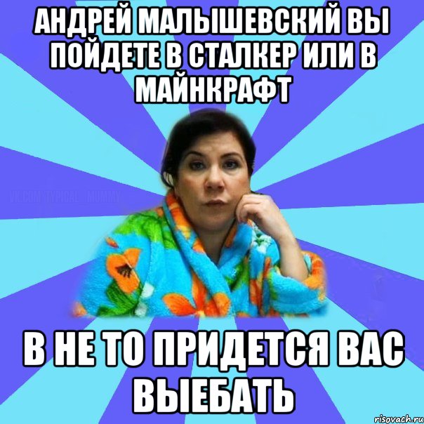 Андрей малышевский вы пойдете в сталкер или в майнкрафт в не то придется вас выебать, Мем типичная мама