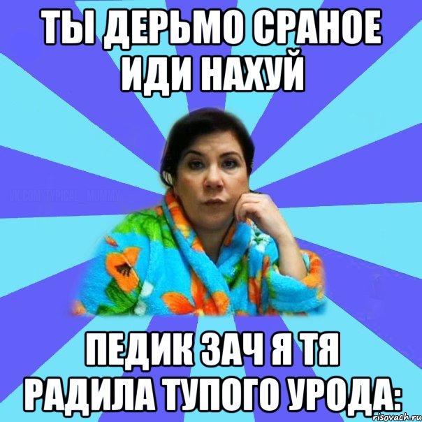 ты дерьмо сраное иди нахуй педик зач я тя радила тупого урода:, Мем типичная мама