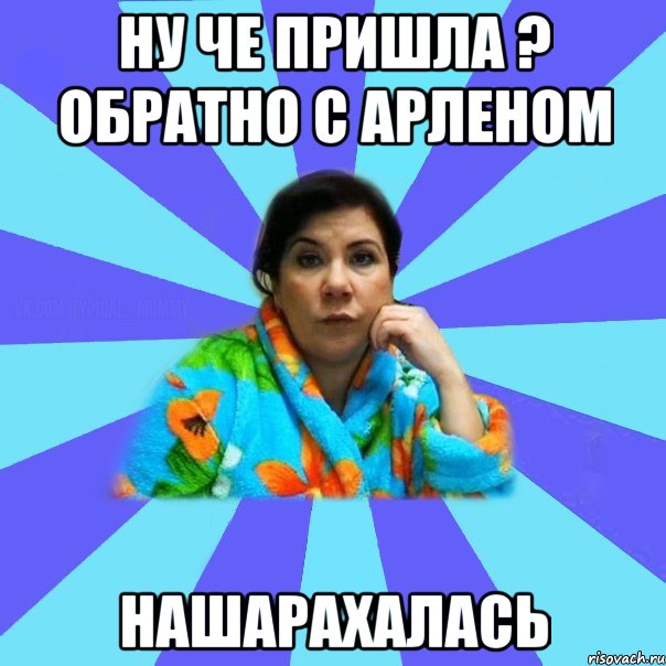 Ну че пришла ? обратно с Арленом Нашарахалась, Мем типичная мама