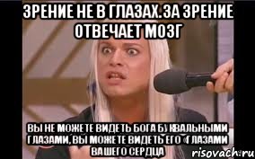 зрение не в глазах.За зрение отвечает мозг вы не можете видеть Бога буквальными глазами, вы можете видеть его «глазами вашего сердца, Мем Типичный адвокат