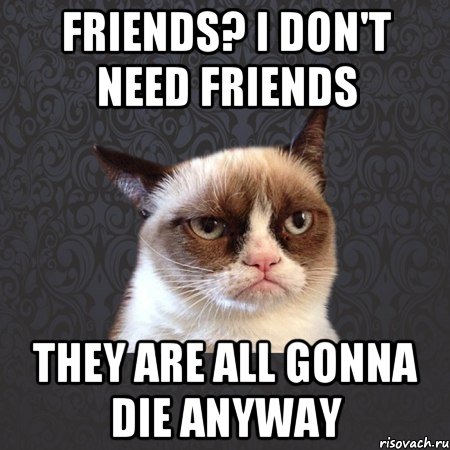 Friends? I don't need friends they are all gonna die anyway
