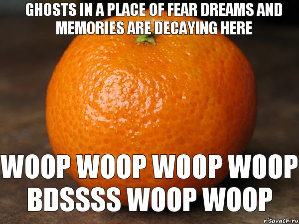 Ghosts In a place of fear Dreams and memories Are decaying here woop woop woop woop bdssss woop woop, Мем типичный мандарин