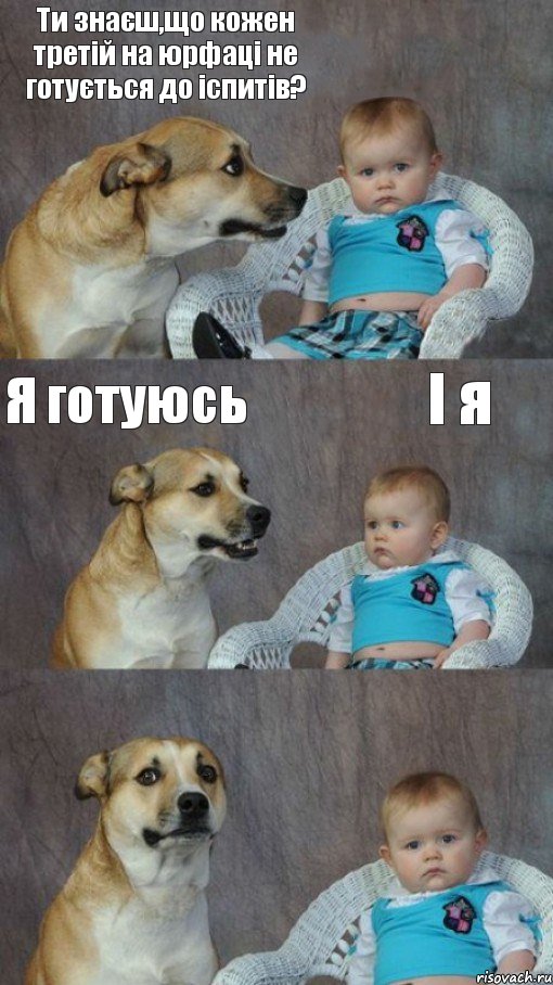 Ти знаєш,що кожен третій на юрфаці не готується до іспитів? Я готуюсь І я 