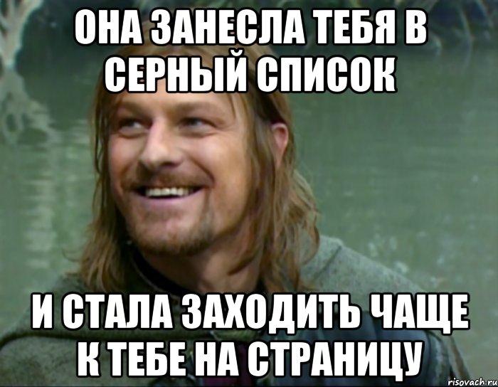 Она занесла тебя в серный список И стала заходить чаще к тебе на страницу, Мем Тролль Боромир