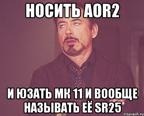 Носить AOR2 И юзать Мк 11 и вообще называть её SR25, Мем твое выражение лица