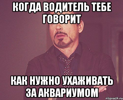 когда водитель тебе говорит как нужно ухаживать за аквариумом, Мем твое выражение лица