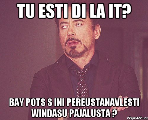 tu esti di la IT? bay pots s ini pereustanavlesti windasu pajalusta ?, Мем твое выражение лица