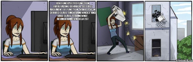  V301 Unexpected function overloading behavior. See first argument of function 'WinHelpW' in derived class 'CMDIFrameWndEx' and base class 'CFrameWnd'. afxmdiframewndex.h 237