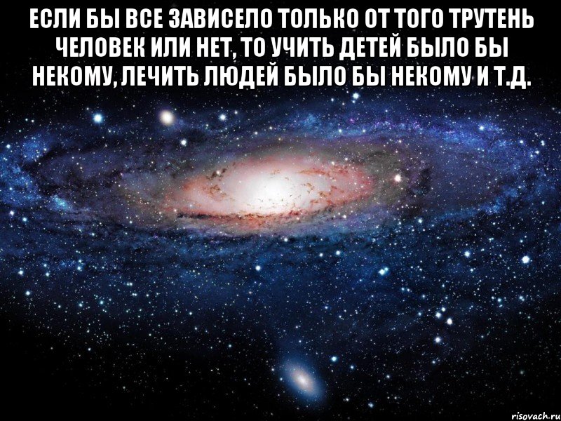 Если бы все зависело только от того трутень человек или нет, то учить детей было бы некому, лечить людей было бы некому и т.д. , Мем Вселенная