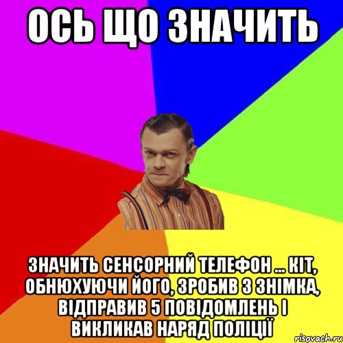 ось що значить значить сенсорний телефон ... Кіт, обнюхуючи його, зробив 3 знімка, відправив 5 повідомлень і викликав наряд поліції