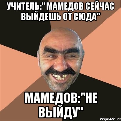 Учитель:" Мамедов сейчас выйдешь от сюда" Мамедов:"Не выйду", Мем Я твой дом труба шатал