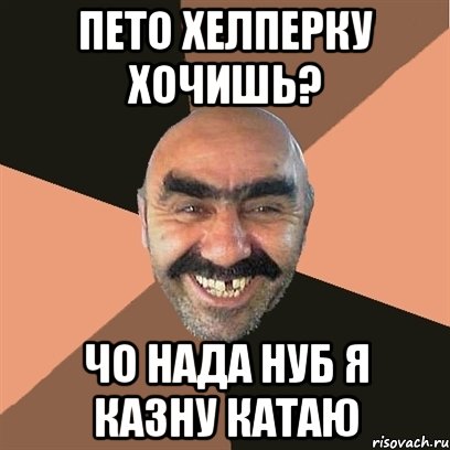 ПЕТО ХЕЛПЕРКУ ХОЧИШЬ? ЧО НАДА НУБ Я КАЗНУ КАТАЮ, Мем Я твой дом труба шатал