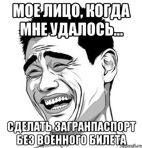 Мое лицо, когда мне удалось... сделать загранпаспорт БЕЗ военного билета, Мем Яо Мин