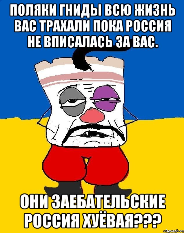 Поляки гниды всю жизнь вас трахали пока россия не вписалась за вас. Они заебательские россия хуёвая???, Мем Западенец - тухлое сало