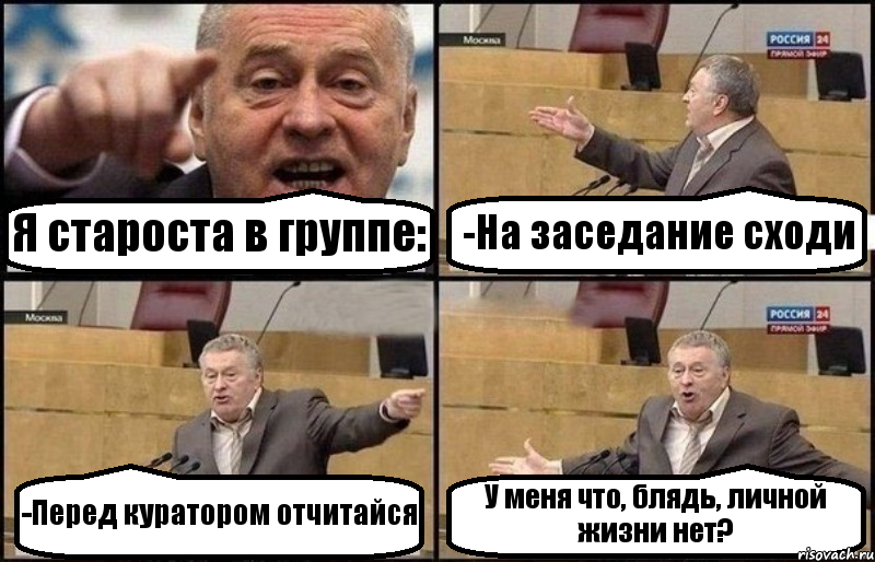 Я староста в группе: -На заседание сходи -Перед куратором отчитайся У меня что, блядь, личной жизни нет?, Комикс Жириновский