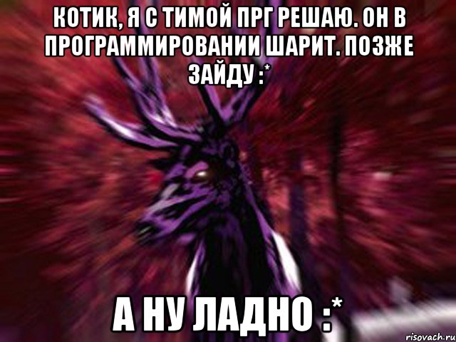 Котик, я с Тимой прг решаю. Он в программировании шарит. Позже зайду :* А ну ладно :*, Мем ЗЛОЙ ОЛЕНЬ