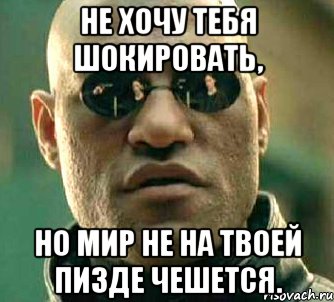 Не хочу тебя шокировать, Но мир не на твоей пизде чешется., Мем  а что если я скажу тебе