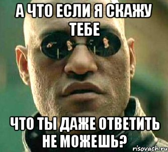 А ЧТО ЕСЛИ Я СКАЖУ ТЕБЕ ЧТО ТЫ ДАЖЕ ОТВЕТИТЬ НЕ МОЖЕШЬ?, Мем  а что если я скажу тебе