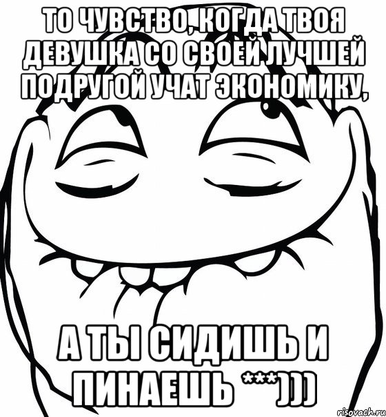 ТО ЧУВСТВО, КОГДА ТВОЯ ДЕВУШКА СО СВОЕЙ ЛУЧШЕЙ ПОДРУГОЙ УЧАТ ЭКОНОМИКУ, А ТЫ СИДИШЬ И ПИНАЕШЬ ***))), Мем  аааа