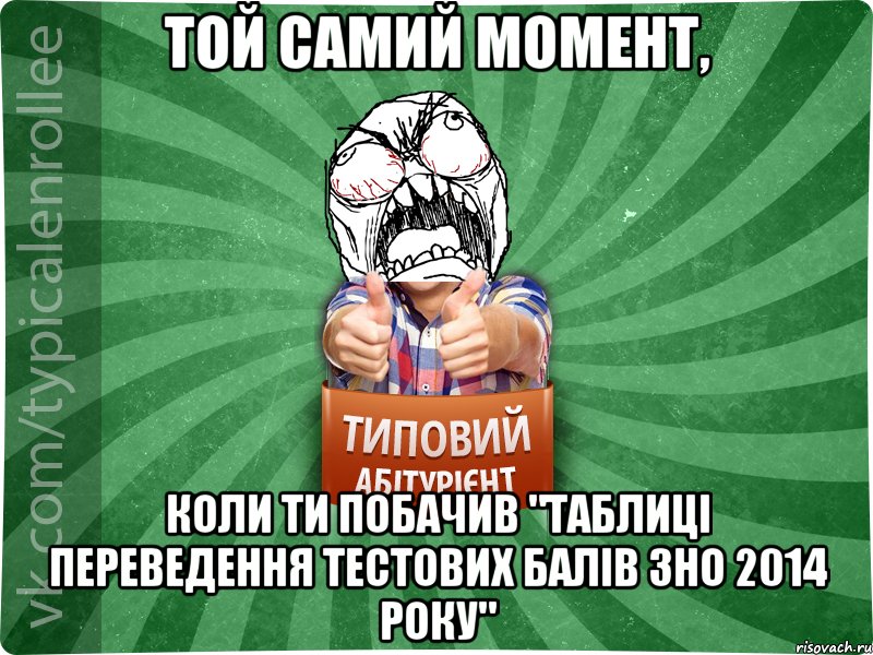 Той самий момент, коли ти побачив "Таблиці переведення тестових балів ЗНО 2014 року", Мем абтура2