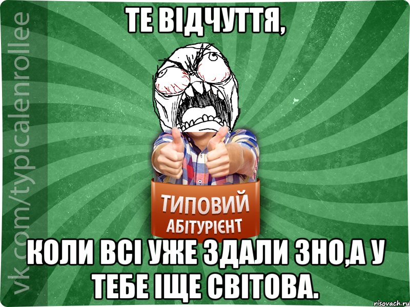 Те відчуття, коли всі уже здали ЗНО,а у тебе іще світова., Мем абтура2